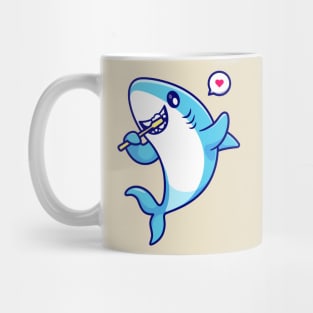 Cute Shark Brush Teeth Cartoon Mug